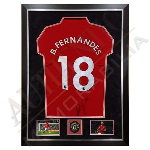 Bruno Fernandes Signed Manchester United 2020 Home Shirt Framed