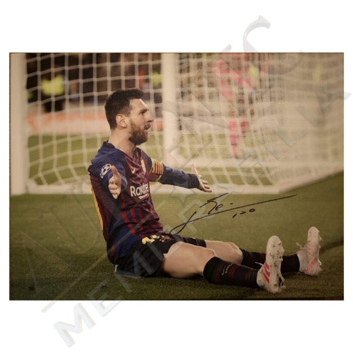 Messi Signed 600 Goals Canvas