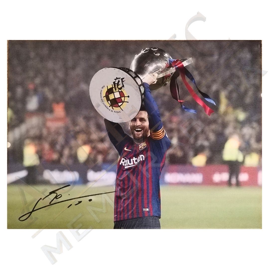 Messi Signed Champions League Canvas