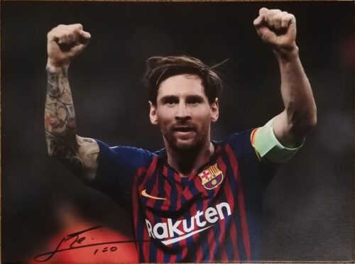 Messi Signed Celebration Canvas